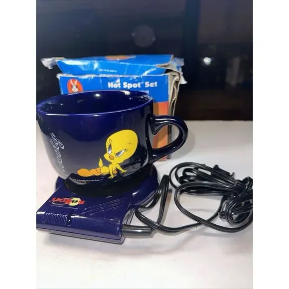 Looney Tunes Tweety‎ Bird Cup Mug Warmer Hot Spot Set Beverage Warmer Cappuccino - Picture 2 of 10